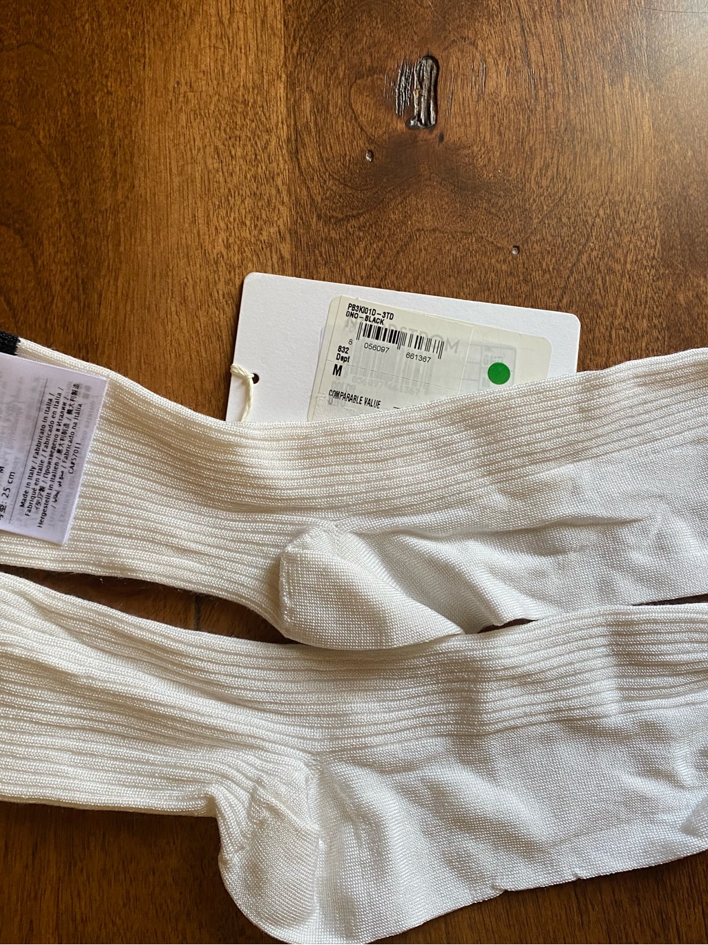 Valentino White Ribbed Crew Dress Socks